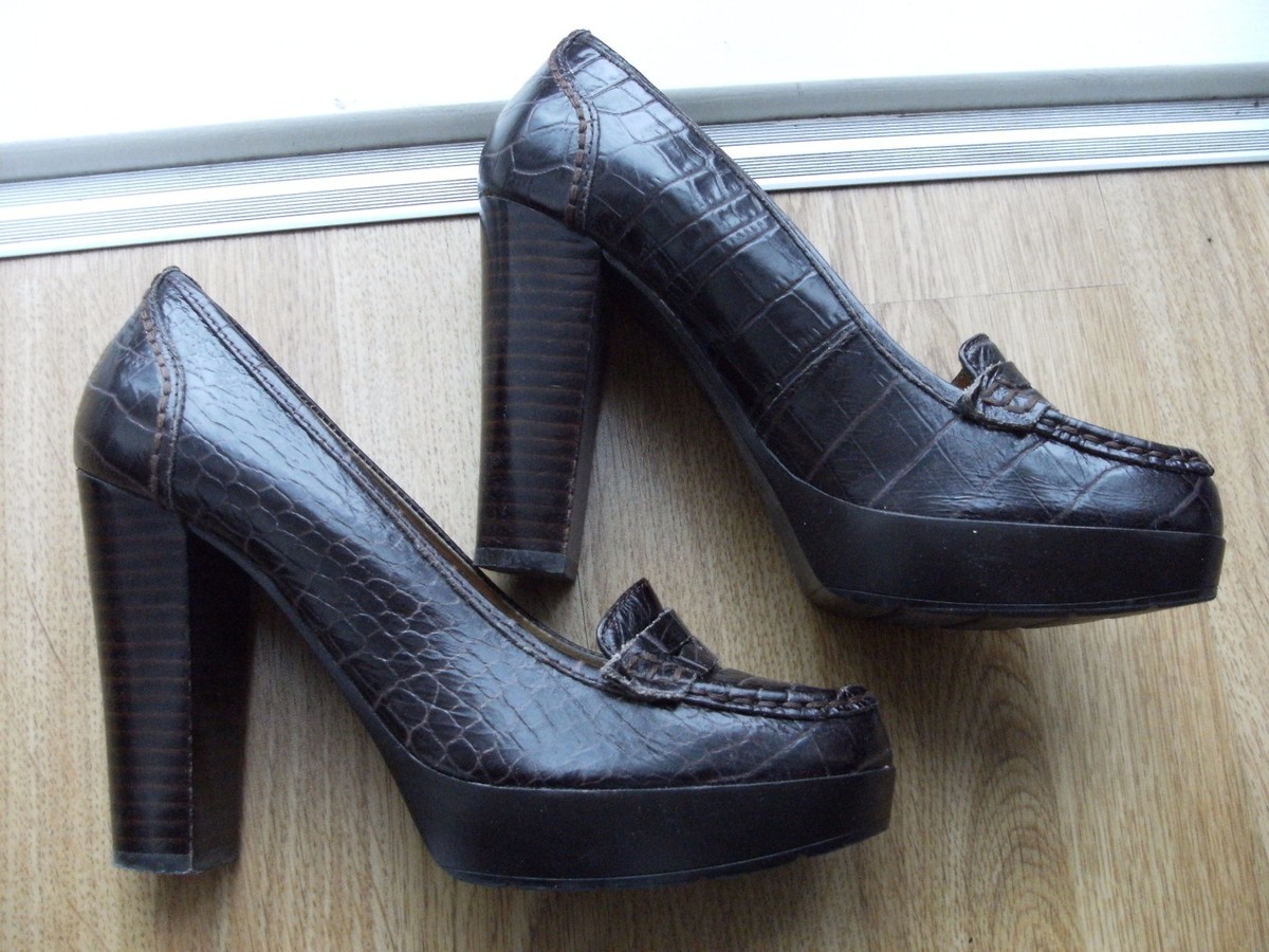 Guess by Marciano Classy Sexy Court Loafer Platform Brown Shoes [EU 36]