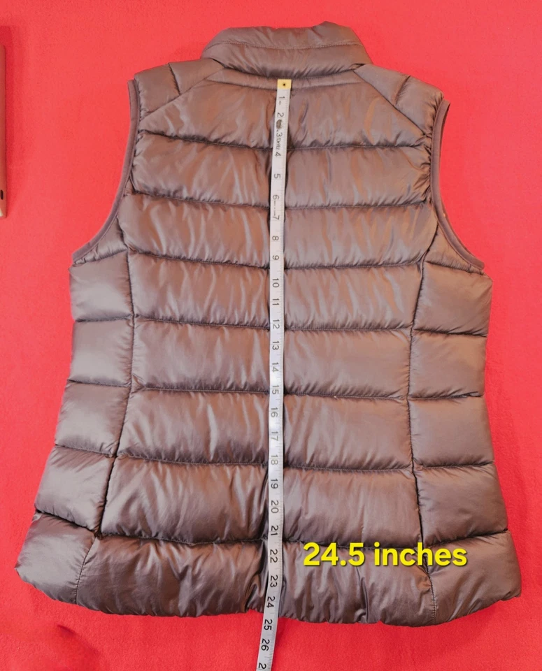 Chaleco de plumón REI mediano para mujer, grisáceo-púrpura con forro de color albaricoque Foto 4 de 4