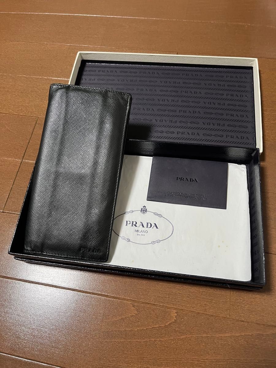 PRADA Long Wallet Saffiano Leather Black from japan thumbnail 3