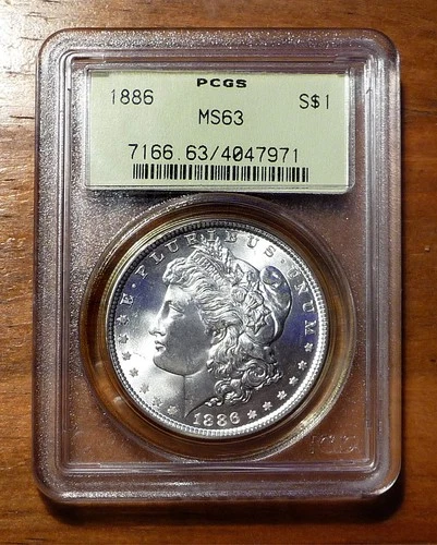 1886 Morgan Silver Dollar PCGS Graded MS63 ~ Pure White Lustrous Coin
