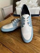 Bally Golf Ladies Patent Leather White/Baby Blue Golf Shoe UK Size 5