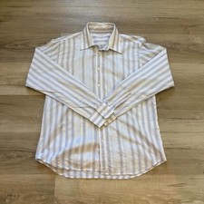 Ted Baker White Blue Striped Dress Shirt Men's Size 4