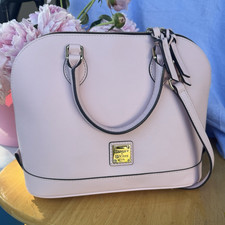 Dooney Bourke Pink Zip Satchel Top Handle Bag Detachable Strap Gold Hardware