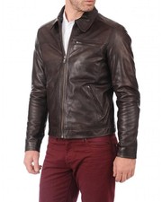 New Mens Leather Jacket real lambskin coat biker motorcycle racer cafe Slim M707
