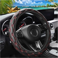 Pu Leather Non-slip Steering Wheel Cover With Lantern Pattern Color Blackred Pu Leather Non-slip Steering Wheel Cover With Lantern Pattern Color Blackred