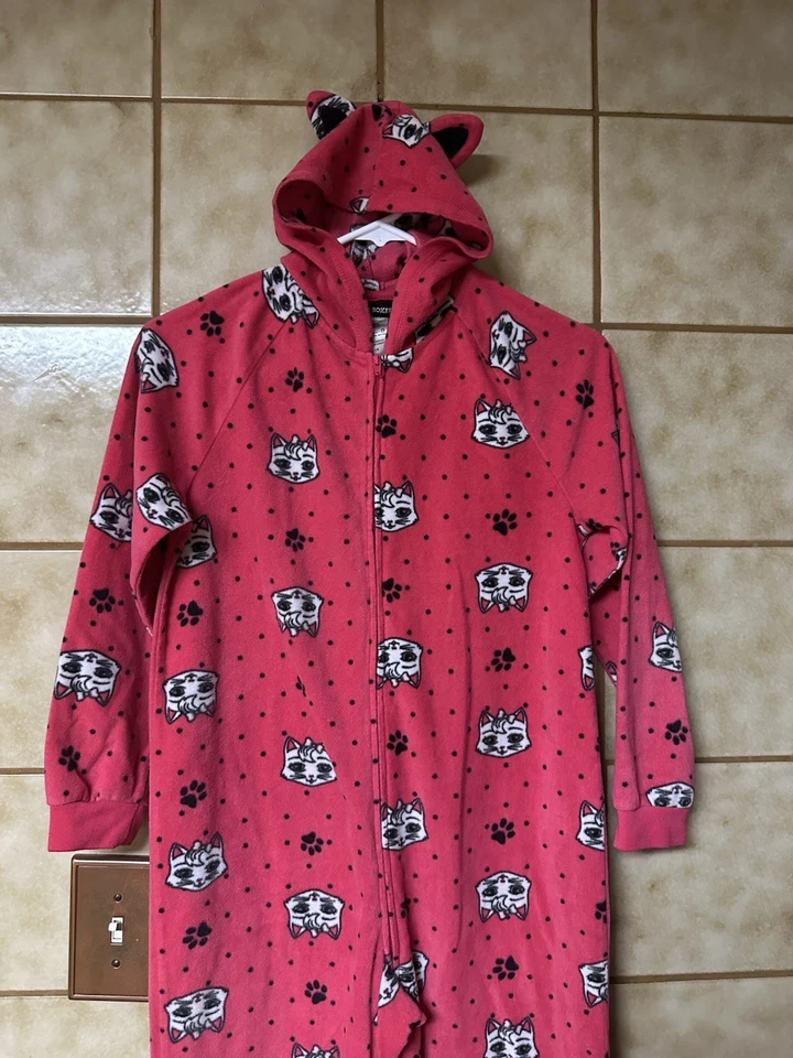 Joe Boxer Niñas Pretty Kitty Pijama de Una Pieza Cremallera Completa, Disfraz Halloween, Lg Foto 2 de 4