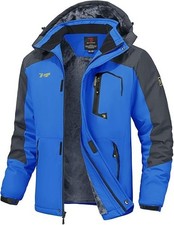 Mens Waterproof Ski Winter Jacket Outdoor Warm Windproof Fleece Coats with Hood