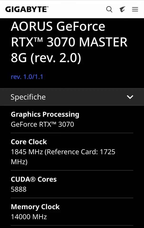 GIGABYTE AORUS MASTER GeForce RTX 3070 8GB Scheda Grafica Gpu LCD - Immagine 4 di 4