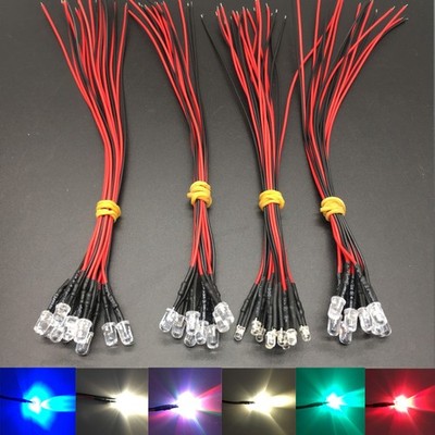 1-10 x 12V 3mm 5mm LED mit 20cm Kabel Leuchtdiode Leuchtdioden Deko LEDs Dioden