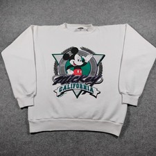 Vintage Tultex Mickey Mouse California Graphic Sweatshirt White Large USA Made