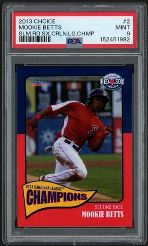 2013 CHOICE SALEM RED SOX CAROLINA LEAGUE CHAMPIONS MOOKIE BETTS RC PSA 9