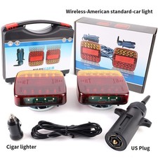 2X Wireless Trailer Lights Magnetic LED Tow Light Turn Signal Brake Reverse Stop