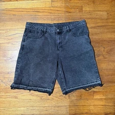 Manfinity Black Distressed Ripped Denim Shorts Size XL Waist 36