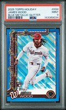 James Wood RC 2025 Topps Holiday #H94 Blue Metallic Glitter PSA 9 Nationals
