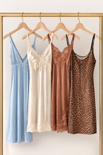 4 Vintage Lingerie Slip Nightgown Lot Satin Lace Leopard Vassarette Vanity Fair