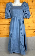 CLEARANCE In The Style Womens Cottagecore Smocked Midi Dress Size 12 Blue