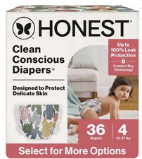 The Honest Company Clean Four Print Pack, Size 6 Count, 68 Diapers FREE SHIP