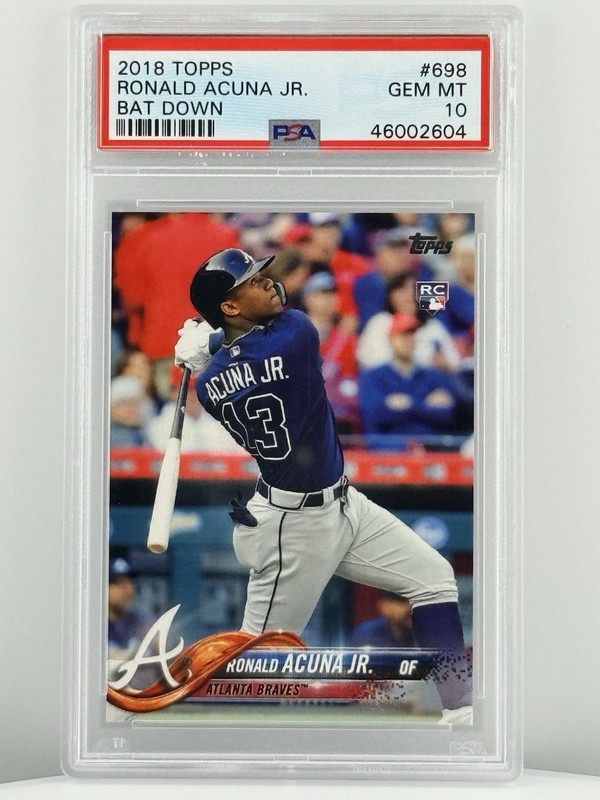 Topps 2018 Series 2 Ronald Acuna Jr Bat Down #698 Rookie Atlanta Braves PSA 10