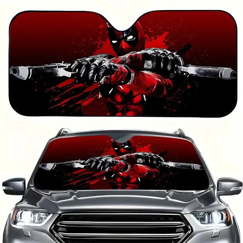 Deadpool Holding Guns Superhero Car Sun Shades