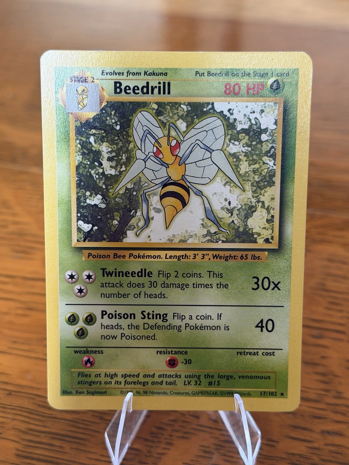 Vintage Pokemon Beedrill 017/102 Base Set Regular