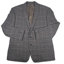 Lauren Ralph Lauren Men's 48R Gray Blue Plaid Wool Sport Coat Blazer Jacket