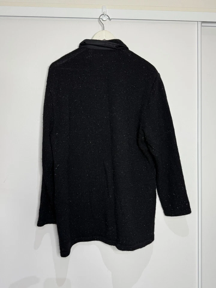 Iceberg Wool Knit Cardigan Jacket Mens SZ XL 46 Black Full Zip Pockets Outdoor - image 3 of 4