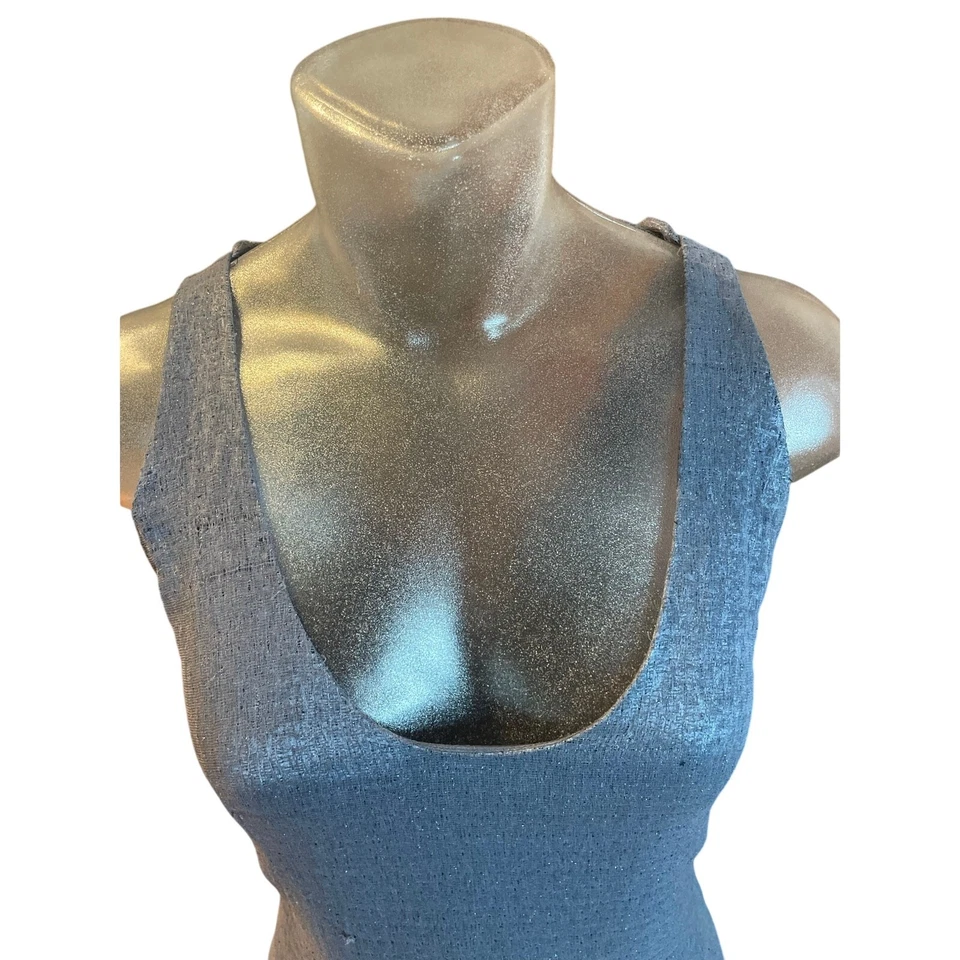 Vintage 90's Gianni VERSACE Sexy Sheath Dress GORGEOUS COLOR Size 42 US 8 Blue - Image 3 of 4