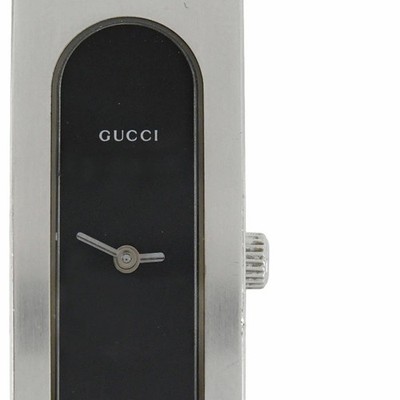 にゃんこさま専用　 GUCCI 2400 S ステンレススチール 時計　箱あり GUCCI 2400S Bangle Watch Quartz Silver Stainless Steel Black Dial