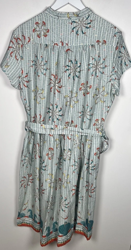 Vestido Retro Palava Louise EE. UU. 14/Reino Unido 18 Ajuste y Acampanado Algodón Orgánico Azul Lido Usado en Excelente Condición Foto 4 de 4