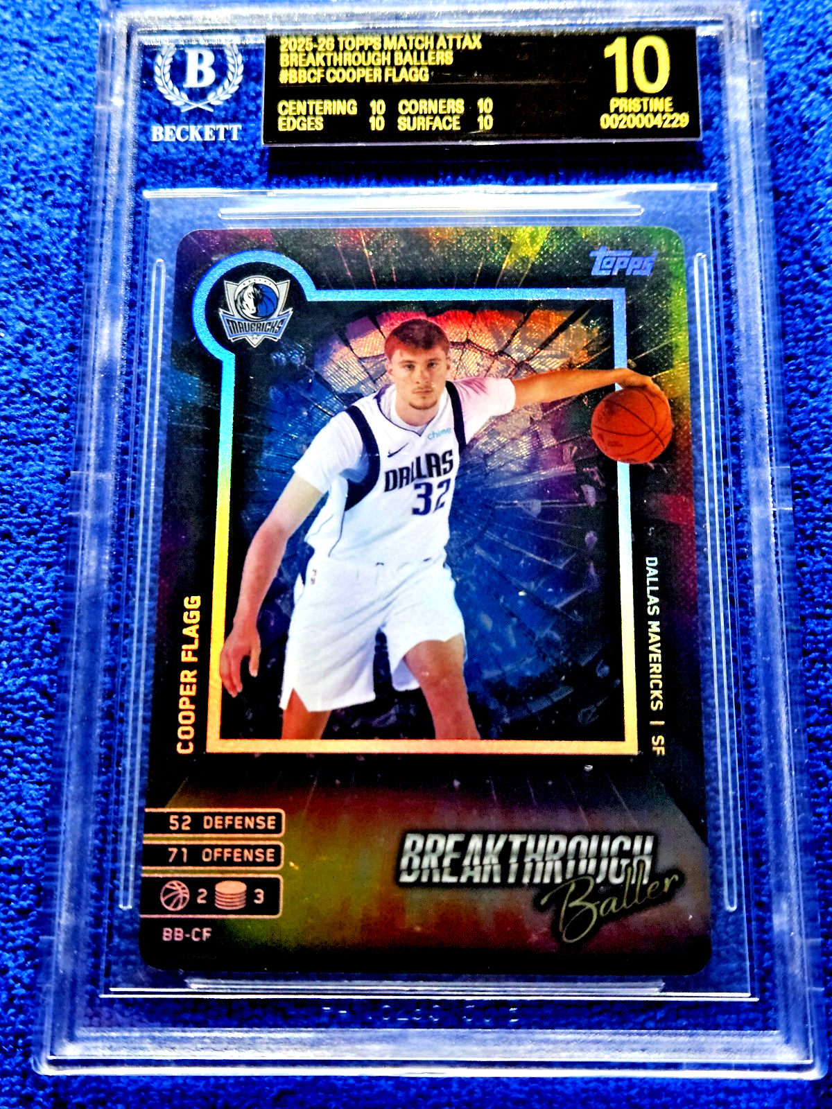 2025 Topps Match Attax RC Cooper Flagg Rookie Holofoil SP BGS 10 BLACK LABEL 💣 view 3