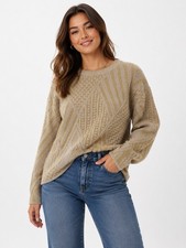 Wye Oaks Vintage Gold and Tan Knit Sweater Made in USA Women's Large