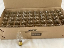 50 Ct. Satco S3680 120V Candelabra Base 4-Watt 4C7 Night Light Bulb, Clear NEW