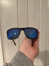 Costa Paunch XL Square Sunglasses Black Plastic Frame Blue Lens Men