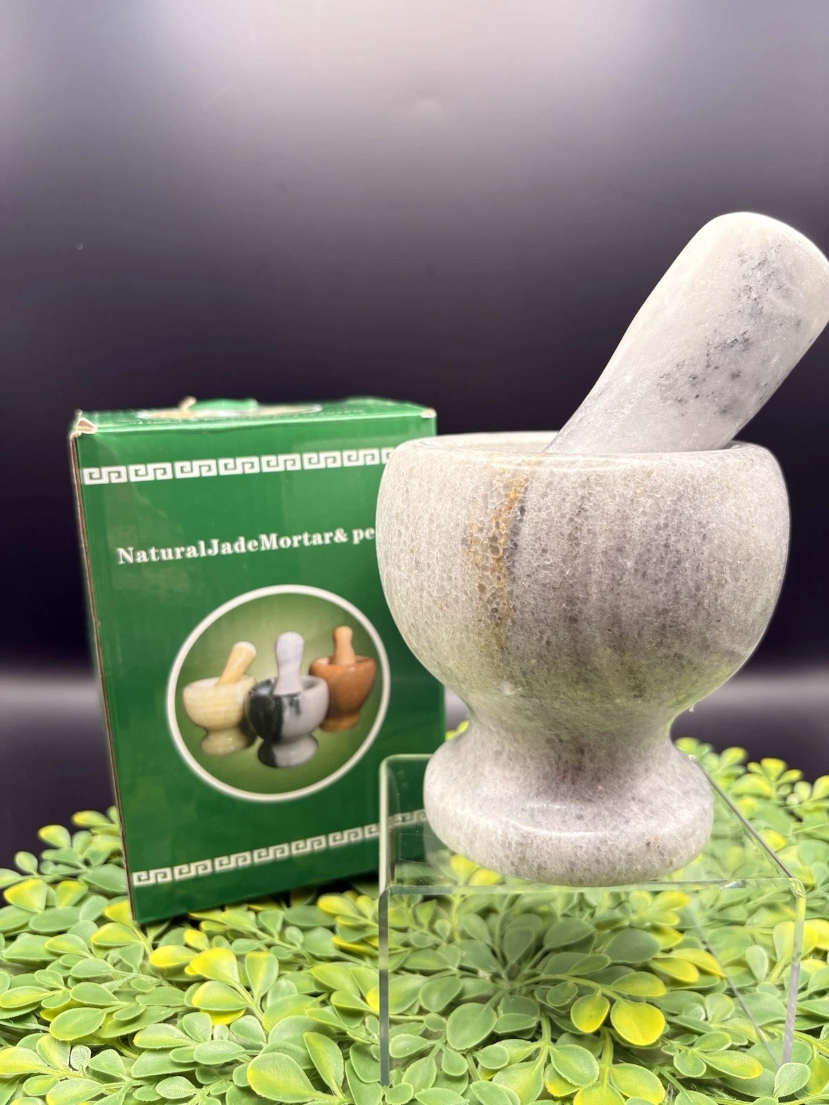 Natural Jade Mortar Grinding & Pestle, Spice Herb&Pill Crusher, NEW IN BOX
Opens in a new window or