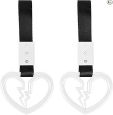 2PCS White Broken Heart Handle Ring for Car, Heart-Shaped Hand St Color: White