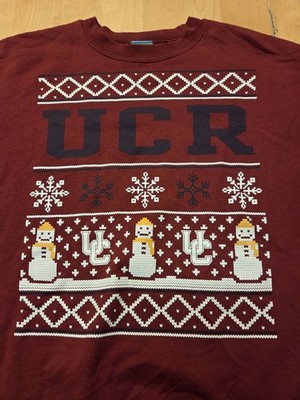 Champion UCR Christmas Sweatshirt XL Maroon Snowman Ugly Holiday CrewneckFreeSH