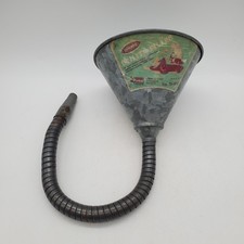 Vintage 1970s Plews Tools 75-007 USA Galvanize Oil Funnel w 11" Flex hose 5" fun