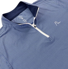 RHOBACK Mens  The Dogtooth  Houndstooth 1/4 Zip Pullover Size M Blue White