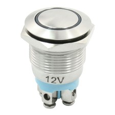 DC 12V Blue LED Light 19mm Dia Stainless Steel Momentary Push Button Switch NO