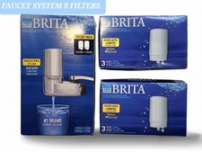 Brita Basic Faucet Mount Water Filter System Chrome  White 8 Filters FF-100 NEW