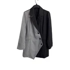 SHEIN Womens L Black Gingham Colorblock Asymmetrical Blazer Dress