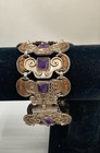 925 Mexican Sterling Silver Amethyst Turquoise Coral Bird Cuff Bracelet 6.5" — photo 3