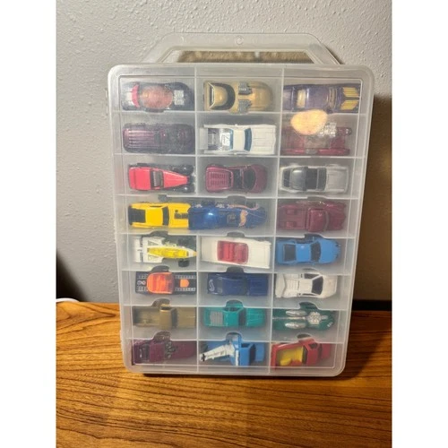 Vintage Hot Wheels Matchbox Diecast Car Lot of 48 with Carrying Case 80s 90s