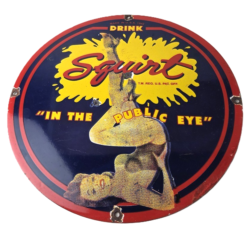 Vintage Squirt Porcelain Sign - Soda Beverage Drink Gas Station Ad