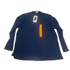 Matty M Women's Heather Midnight Mock Neck Ribbed Tunic XXL