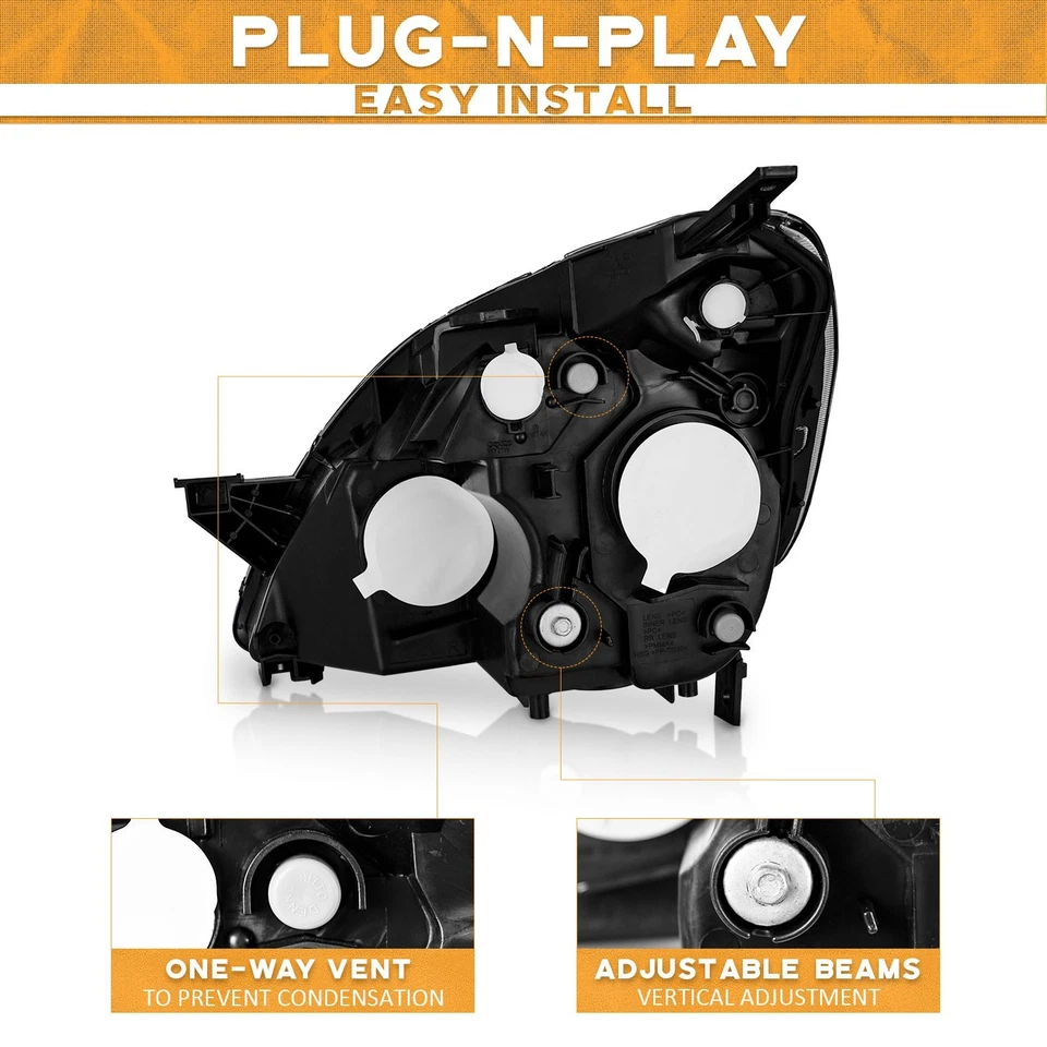 Pair Headlights For 2005-2006 Honda CR-V CRV Sport Utility 4-Door, w/o Bulbs Foto 4 de 4