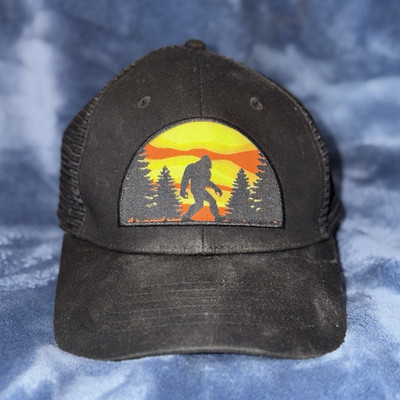 George Black Trucker Hat One Size Adjustable Bigfoot Patch Outdoors Solid