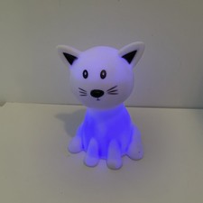 Kids White Cat LED Cool Pastel Night Light Multi-Color 7  