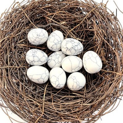 50pcs Artificial White Turquoise Stone Egg Massager Gemstone Sphere Home Decor