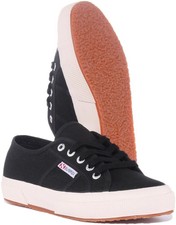 Superga 2750 Cotu Classic Canvas Pumps Women Trainers Navy White RRP £65